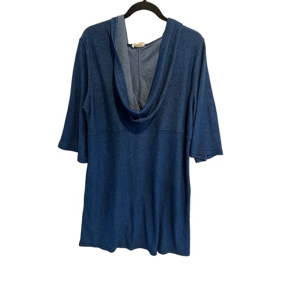 SIMPLE by Suzanne Betro Womens Dress Blue Knit Hooded Comfort Size 1X - Picture 2 of 4